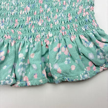 Load image into Gallery viewer, Girls Tilii, shirred floral top, small marks front hem, FUC, size 9,  