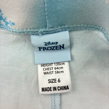 Load image into Gallery viewer, Girls Disney, Frozen Elsa leggings, elasticated, Inside leg: 47cm, GUC, size 6,  
