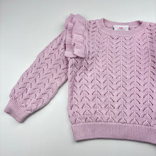 Load image into Gallery viewer, Girls Mango, knitted cotton ruffle sweater / jumper, GUC, size 4,  