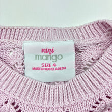 Load image into Gallery viewer, Girls Mango, knitted cotton ruffle sweater / jumper, GUC, size 4,  