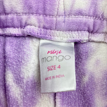 Load image into Gallery viewer, Girls Mango, tie dyed fleece lined track pants, Inside leg: 43.5cm, FUC, size 4,  