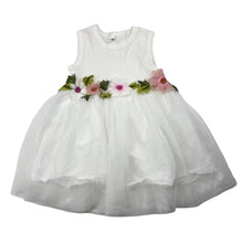 Load image into Gallery viewer, Girls cotton lined, party dress, flowers, GUC, size 1, L: 40cm