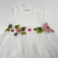 Load image into Gallery viewer, Girls cotton lined, party dress, flowers, GUC, size 1, L: 40cm