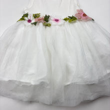 Load image into Gallery viewer, Girls cotton lined, party dress, flowers, GUC, size 1, L: 40cm