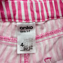Load image into Gallery viewer, Girls Anko, striped stretch cotton shorts, adjustable, FUC, size 4,  