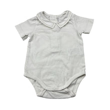 Load image into Gallery viewer, Unisex Bebe by Minihaha, white cotton bodysuit / romper, collar, GUC, size 000,  