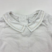 Load image into Gallery viewer, Unisex Bebe by Minihaha, white cotton bodysuit / romper, collar, GUC, size 000,  
