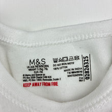 Load image into Gallery viewer, Unisex M&amp;S, white cotton bodysuit / romper, GUC, size 0000,  