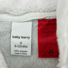 Load image into Gallery viewer, Unisex Baby Berry, soft fleece dressing gown / bath robe, EUC, size 0,  