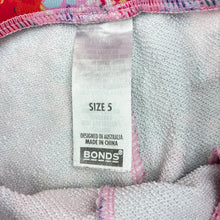 Load image into Gallery viewer, Girls Bonds, colourful floral track pants, elasticated, Inside leg: 40cm, FUC, size 5,  