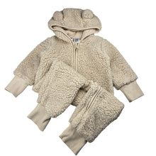 Load image into Gallery viewer, Unisex Anko, cotton lined teddy fleece zip coverall / romper, EUC, size 1,  