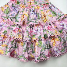 Load image into Gallery viewer, Girls lined, floral cotton summer drees, no size, armpit to armpit: 25cm across unstretched, FUC, size 3-4, L: 51cm