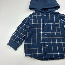 Load image into Gallery viewer, Boys Country Road, checked flannel cotton hooded shirt, poppers, GUC, size 00,  