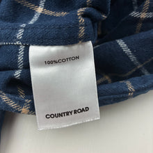Load image into Gallery viewer, Boys Country Road, checked flannel cotton hooded shirt, poppers, GUC, size 00,  