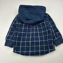 Load image into Gallery viewer, Boys Country Road, checked flannel cotton hooded shirt, poppers, GUC, size 00,  