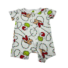 Load image into Gallery viewer, Unisex Dr Seuss, The Grinch cotton zip romper, GUC, size 000,  
