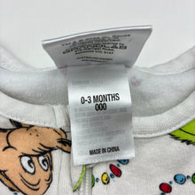 Load image into Gallery viewer, Unisex Dr Seuss, The Grinch cotton zip romper, GUC, size 000,  
