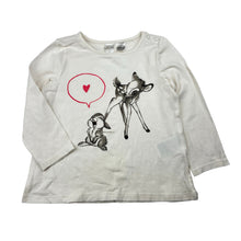 Load image into Gallery viewer, Girls H&amp;M, Disney Bambi long sleeve tee / top, light mark back left sleeve, FUC, size 1-2,  