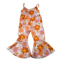 Load image into Gallery viewer, Girls floral, flared lightweight jumpsuit, no labels, shoulder to crotch: 40cm, Inside leg: 25cm, GUC, size 1,  