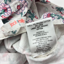 Load image into Gallery viewer, Girls Jack &amp; Milly, cotton lined organic cotton/linen dress, discolouration back hem, FUC, size 3, L: 50cm