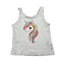 Load image into Gallery viewer, Girls H&amp;M, cotton singlet top, unicorn, light marks, FUC, size 3-4,  