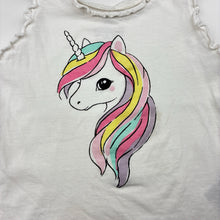 Load image into Gallery viewer, Girls H&amp;M, cotton singlet top, unicorn, light marks, FUC, size 3-4,  
