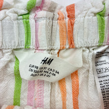 Load image into Gallery viewer, Girls H&amp;M, striped cotton / linen shorts, elasticated, GUC, size 3,  