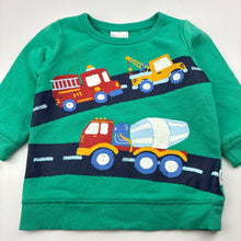 Load image into Gallery viewer, Boys Sprout, fleece lined sweater / jumper, trucks, GUC, size 0,  