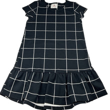 Load image into Gallery viewer, Girls FUZARKA, black &amp; white check short sleeve dress, GUC, size 9-10, L: 66cm
