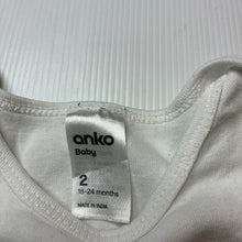 Load image into Gallery viewer, Unisex Anko, white cotton bodysuit / romper, FUC, size 2,  