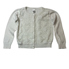 Load image into Gallery viewer, Girls Target, knitted cotton &amp; floral lace cardigan, FUC, size 5,  