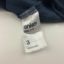 Load image into Gallery viewer, Unisex Anko, navy cotton long sleeve tee / top, GUC, size 3,  