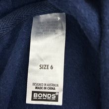 Load image into Gallery viewer, Unisex Bonds, navy fleece lined zip hoodie sweater, GUC, size 6,  