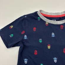 Load image into Gallery viewer, Boys Marvel, superheroes navy cotton tee / top, GUC, size 5,  