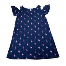 Load image into Gallery viewer, Girls navy, cotton summer dress, flamingos, no labels, armpit to armpit: 29cm, GUC, size 4, L: 52cm