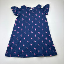 Load image into Gallery viewer, Girls navy, cotton summer dress, flamingos, no labels, armpit to armpit: 29cm, GUC, size 4, L: 52cm