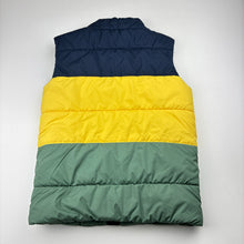 Load image into Gallery viewer, Boys navy, yellow &amp; green, puffer vest, no labels, armpit to armpit: 35cm, FUC, size 5-6,  