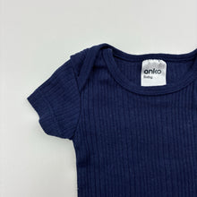 Load image into Gallery viewer, Unisex Anko, navy ribbed cotton bodysuit / romper, GUC, size 00000,  