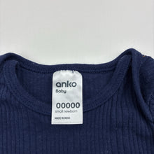 Load image into Gallery viewer, Unisex Anko, navy ribbed cotton bodysuit / romper, GUC, size 00000,  