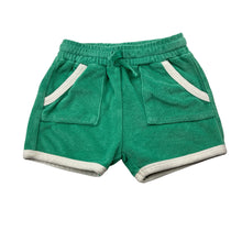 Load image into Gallery viewer, Unisex Seed, green terry shorts, elasticated, light mark back hem, FUC, size 0,  