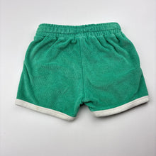Load image into Gallery viewer, Unisex Seed, green terry shorts, elasticated, light mark back hem, FUC, size 0,  