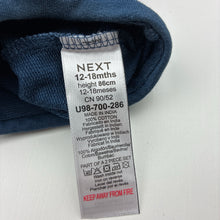 Load image into Gallery viewer, Boys Next, navy cotton overalls / shortalls, light mark on bottom, FUC, size 1,  