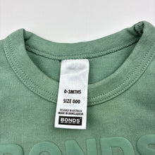 Load image into Gallery viewer, Unisex Bonds, green Tech Sweats sweater / jumper, light marks on front, FUC, size 000,  