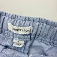 Load image into Gallery viewer, Boys Country Road, blue cotton / linen shorts, elasticated, EUC, size 0,  
