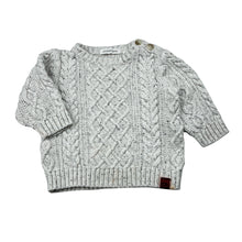 Load image into Gallery viewer, Boys Country Road, knitted cotton sweater / jumper, discolouration around leather patch, FUC, size 000,  