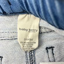 Load image into Gallery viewer, Boys Baby Berry, organic cotton blend stretch denim shorts, elasticated, GUC, size 1,  