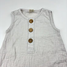 Load image into Gallery viewer, Unisex Tiny Twig, crinkle organic cotton summer romper, GUC, size 1,  