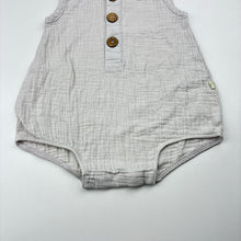 Load image into Gallery viewer, Unisex Tiny Twig, crinkle organic cotton summer romper, GUC, size 1,  