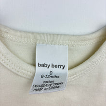 Load image into Gallery viewer, Unisex Baby Berry, cream cotton bodysuit / romper, FUC, size 0,  