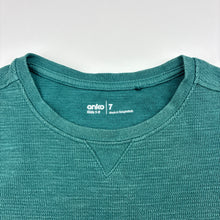 Load image into Gallery viewer, Boys Anko, green waffle long sleeve top, discolouration, FUC, size 7,  